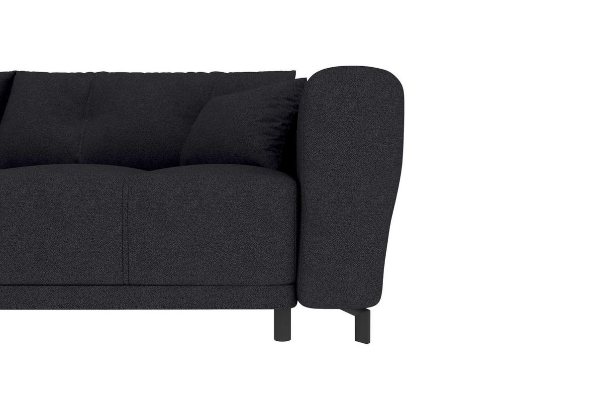 ECKSOFA Massimo Strukturstoff Schwarz inkl. Schlaffunktion Links - Schwarz, Textil/Metall (246/177cm) - 99rooms