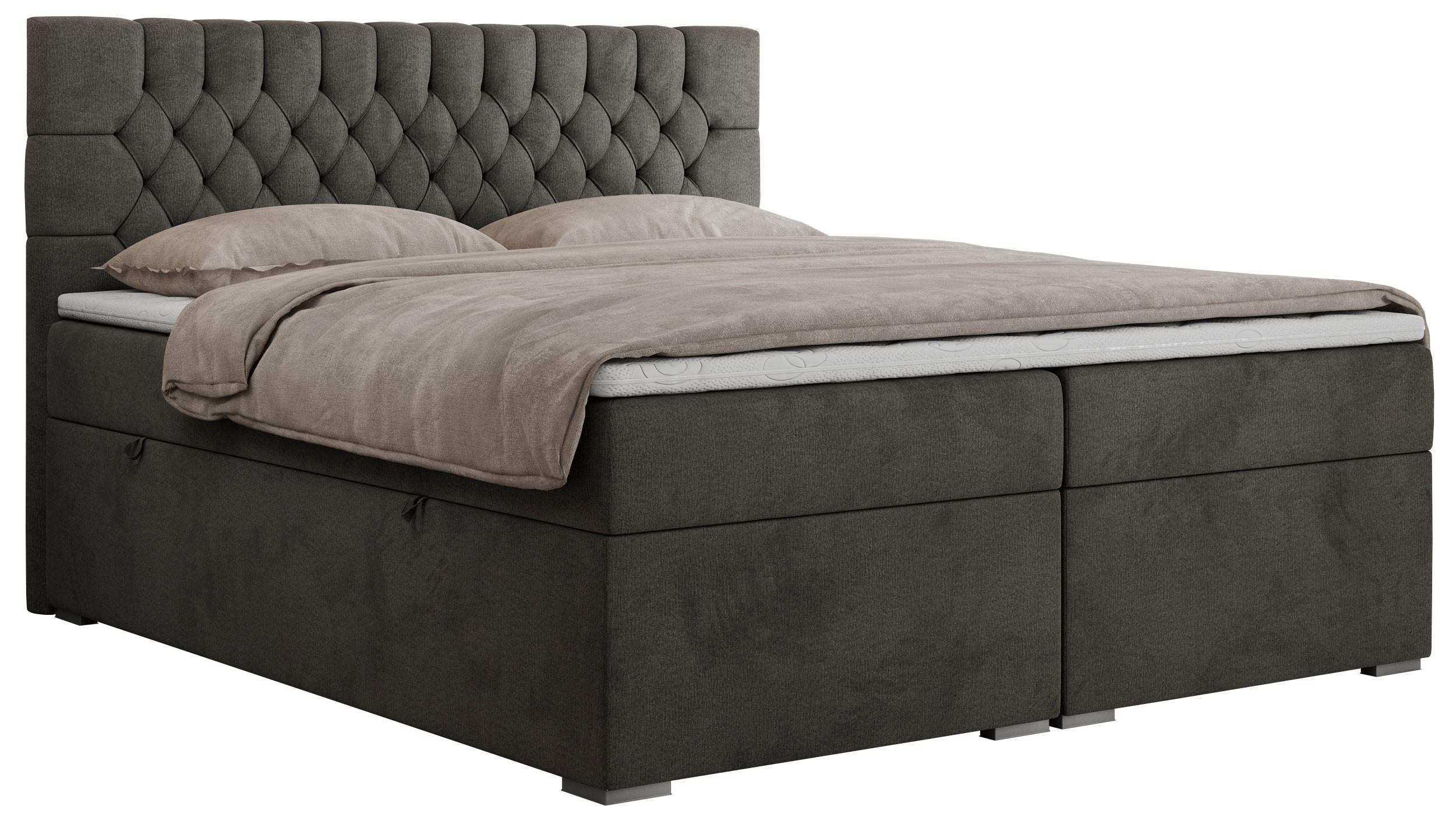 BOXBETT PERA 180/200 Dunkelgrau Velvet - H3 - Dunkelgrau, Holz/Textil (180/200cm) - MKS