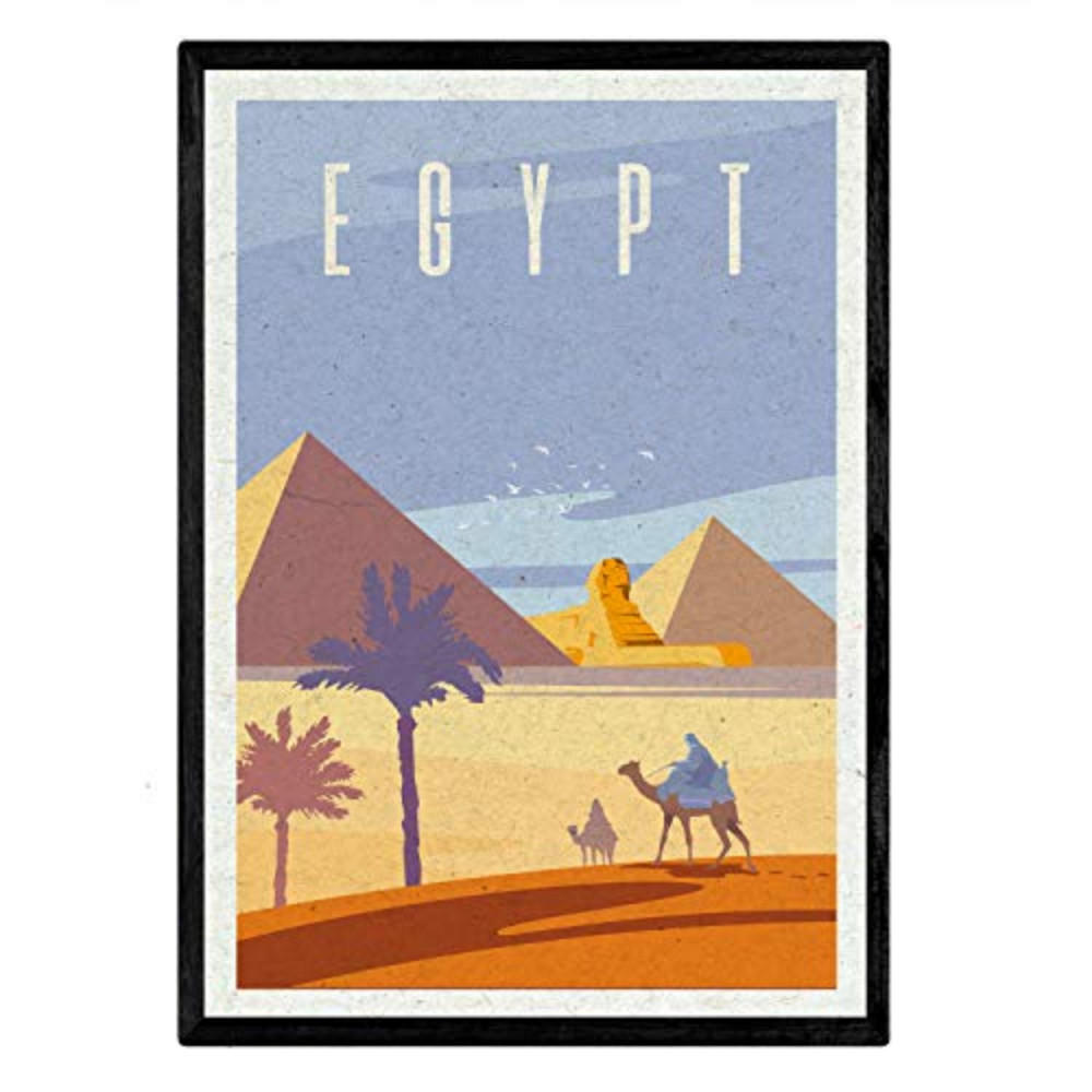 POSTER Ägypten Pyramiden & Sphinx A4 Schwarzer Rahmen - Schwarz, Papier (29.7/5/21cm) - Nacnic