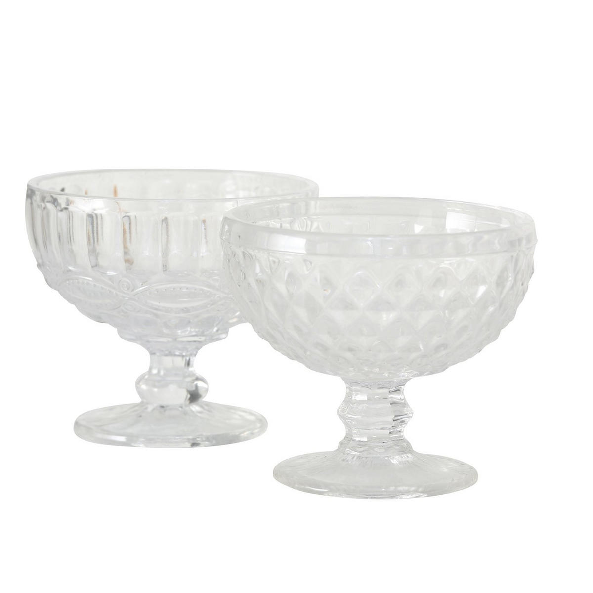 DESSERTBECHER aus Glas Muster 2 250 ml 12/12/10 cm - Transparent, Glas (12cm) - Boltze Home