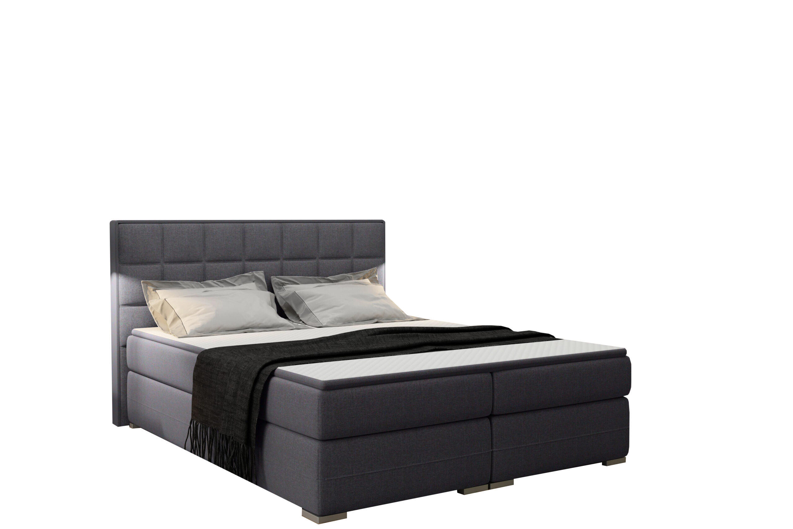 BOXBETT DAMALO, Stoff Sawana 180x200 cm Graphit - Anthrazit, Holz (200/200cm) - Kaiser Möbel