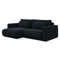 ECKSOFA mit Schlaffunktion Samt Stoff Blau - Blau/Schwarz, Kunststoff/Textil (149/240cm) - LaMiaSofa