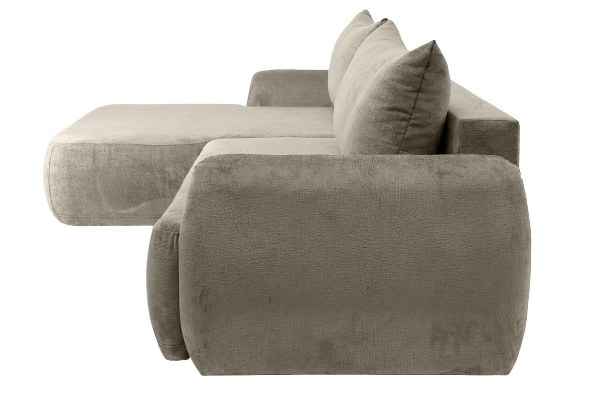 ECKSOFA Mit Schlaffunktion Und Bettkasten, Chenille-Stoff Perfecto, Beige, Links, HELA II - Beige, Holz (280/184cm) - Kaiser Möbel
