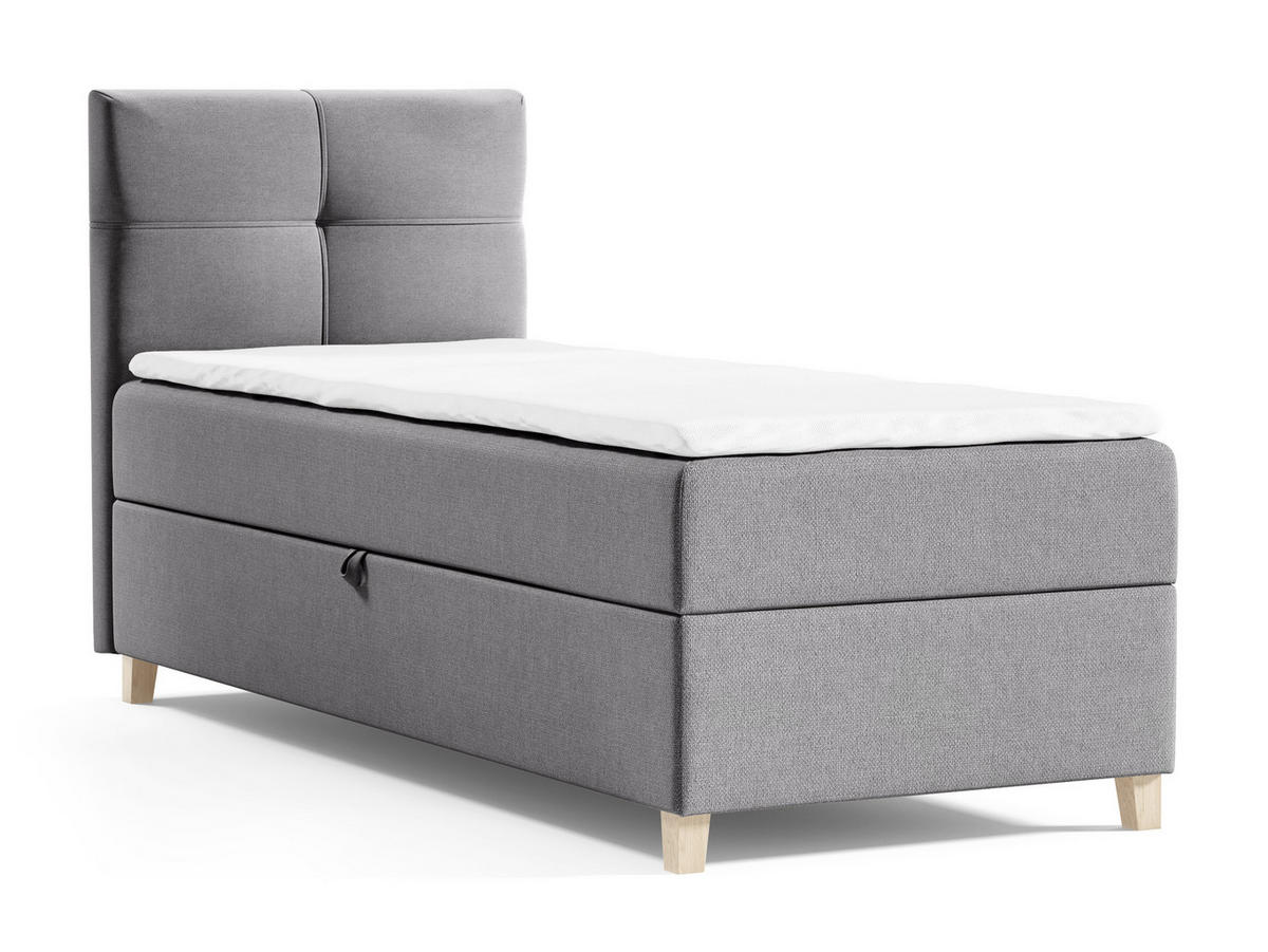 BOXBETT Candy Mini - 100x200 - grau (Soro 90, Chenille) - Beige/Grau, Holz/Holzwerkstoff (100/200cm) - Sofnet