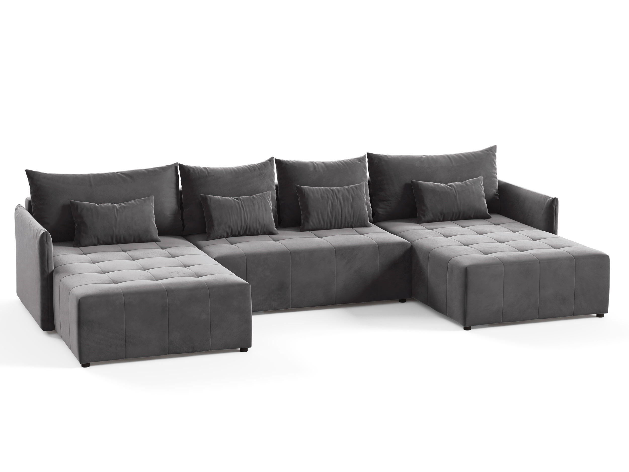 WOHNLANDSCHAFT Leno U - Grau, Holz/Textil (365/80/180cm) - Sofnet
