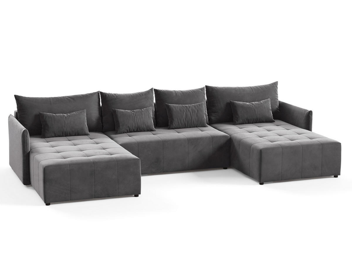 WOHNLANDSCHAFT Leno U - Grau, Holz/Textil (365/80/180cm) - Sofnet