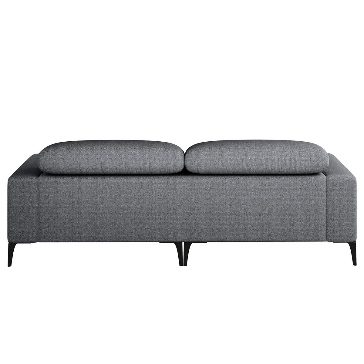1,5-SITZER ECKSOFA mit Longchair - Schwarz/Grau, Textil/Metall (232/180cm) - home24