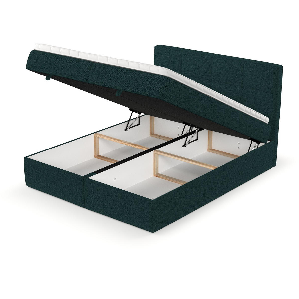 BOXBETT Velto 180/200 cm Grün im Riva Stoff - Schwarz/Grün, Holz/Holzwerkstoff (180/200cm) - AltaBeds