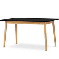 AUSZIEHBARER-ESSTISCH FRISK Skandinavischer Stil, schwarz - Eichefarben/Schwarz, Eichenholz/Holzwerkstoff (90/160/75cm) - KONSIMO®