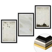 WANDBILDER 3er-Set - 40x60 cm Schwarzer Rahmen - Vögel, Steine, Pinselstriche, Verzierungen - Schwarz, Kunststoff (40/60cm) - ArtPrintCave