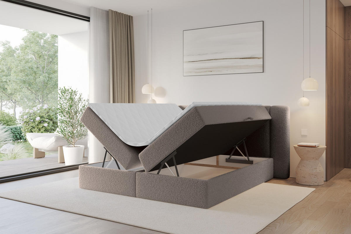 BOXBETT mit Matratze H4 - EVON - 140x200 cm Braun - Braun, Holzwerkstoff (140/200cm) - ALTDECOR