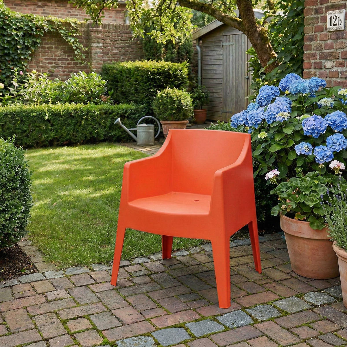 GARTENSTUHL 4er Set Kunststoff Orange - Orange, Kunststoff (73/78/57cm) - CLP