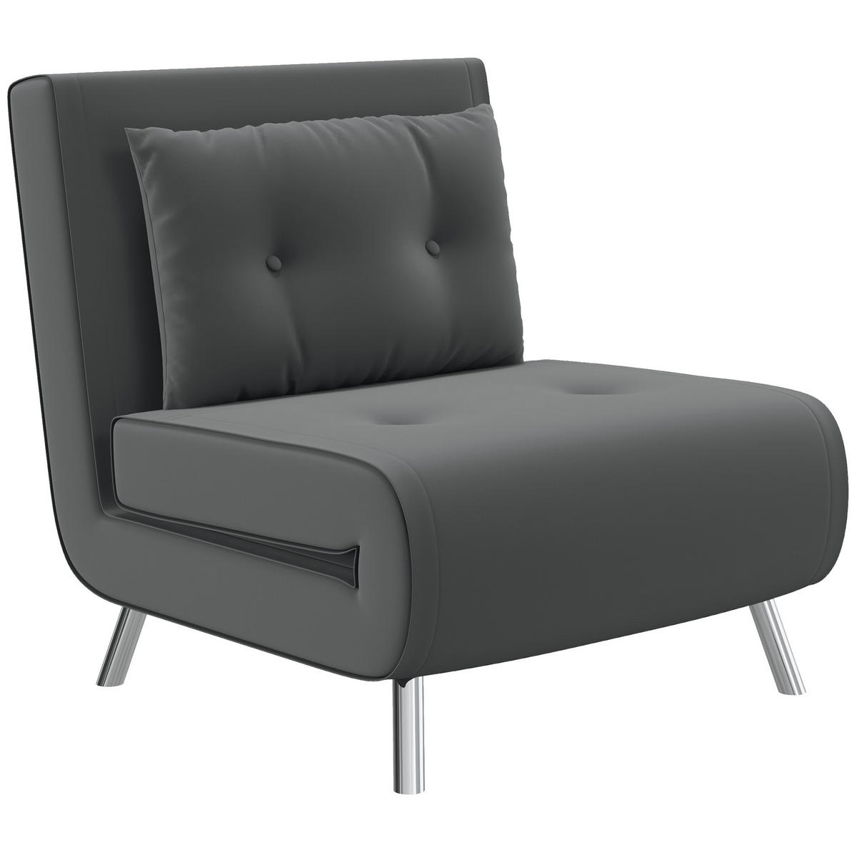 SCHLAFSESSEL Klappsessel mit Bettfunktion, Einzelsofa mit Kissen, Samtoptik - Dunkelgrau/Silberfarben, Textil/Metall (88/83/77cm) - HOMCOM
