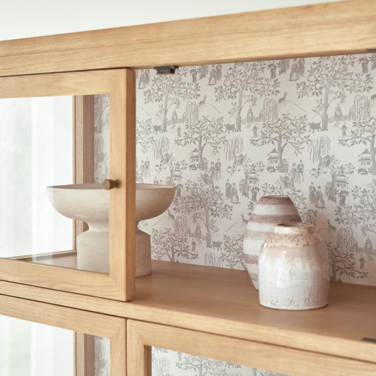 VITRINENSCHRANK Tana Natur aus Eiche - Naturfarben, Holz (160/160/40cm) - Tikamoon