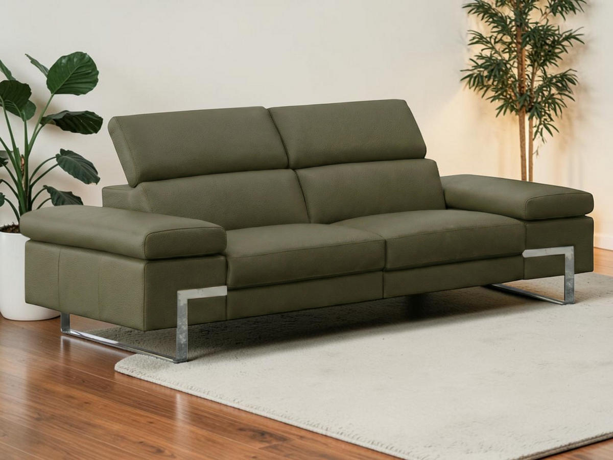2-SITZER Sofa Opera Echtleder Olivgrün - Olivgrün, Leder/Metall (195/75/109cm)