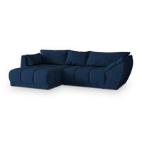 ECKSOFA ORENTI L-S Blau Velours-Stoff mit Schlaffunktion - Blau, Holz (287/182cm) - MASSENO