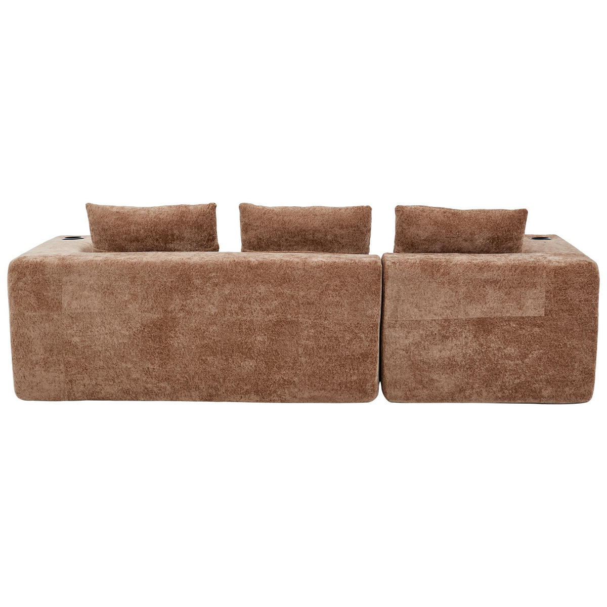 ECKSOFA 255/161/64 cm Hellbraun mit Getränkehalter - Hellbraun, Textil (258/163cm) - Oxeza