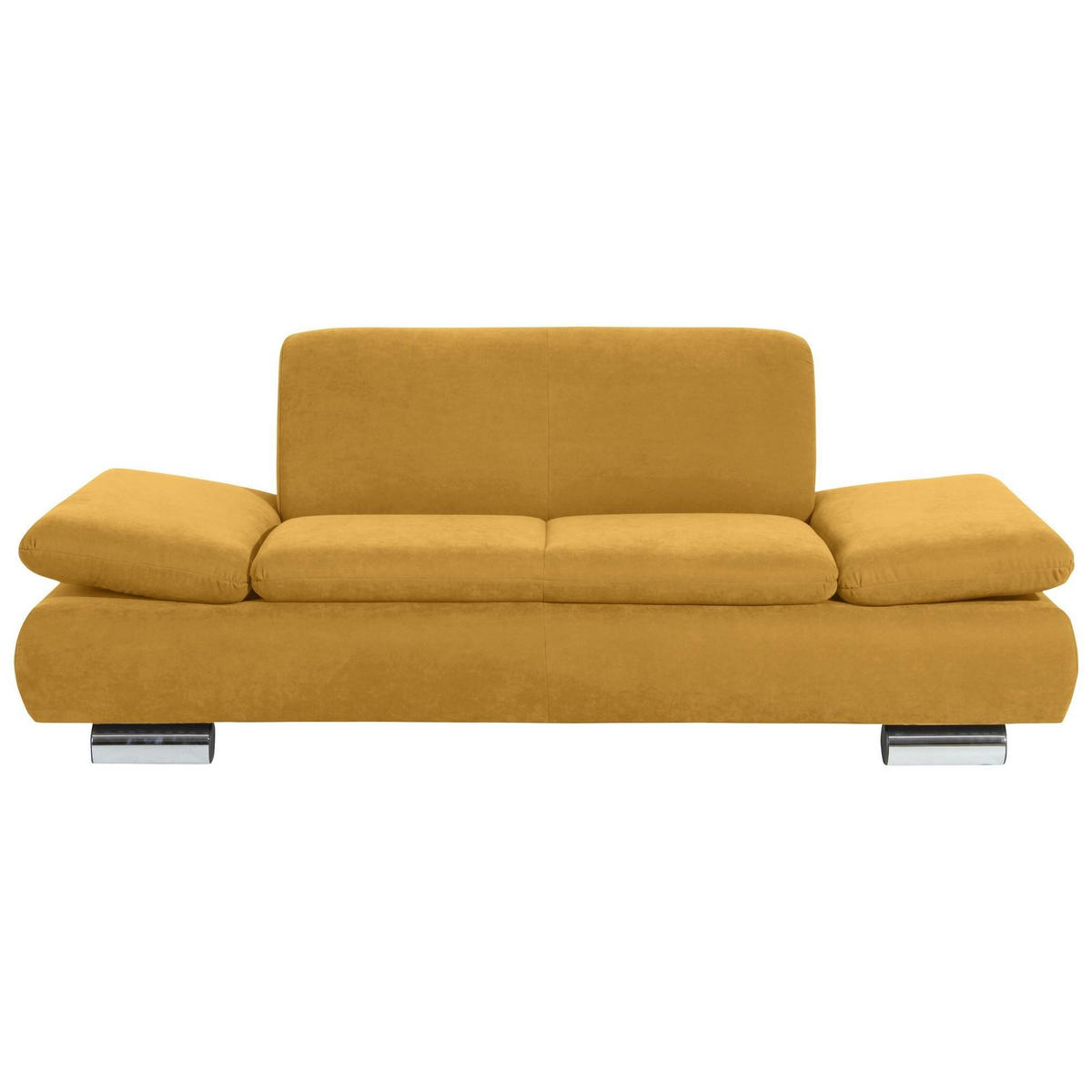 SOFA 2-Sitzer Kaye Bezug Veloursstoff Metallfuß verchromt / mais - Gelb, Kunststoff (190/76/90cm) - 58aufmkessel