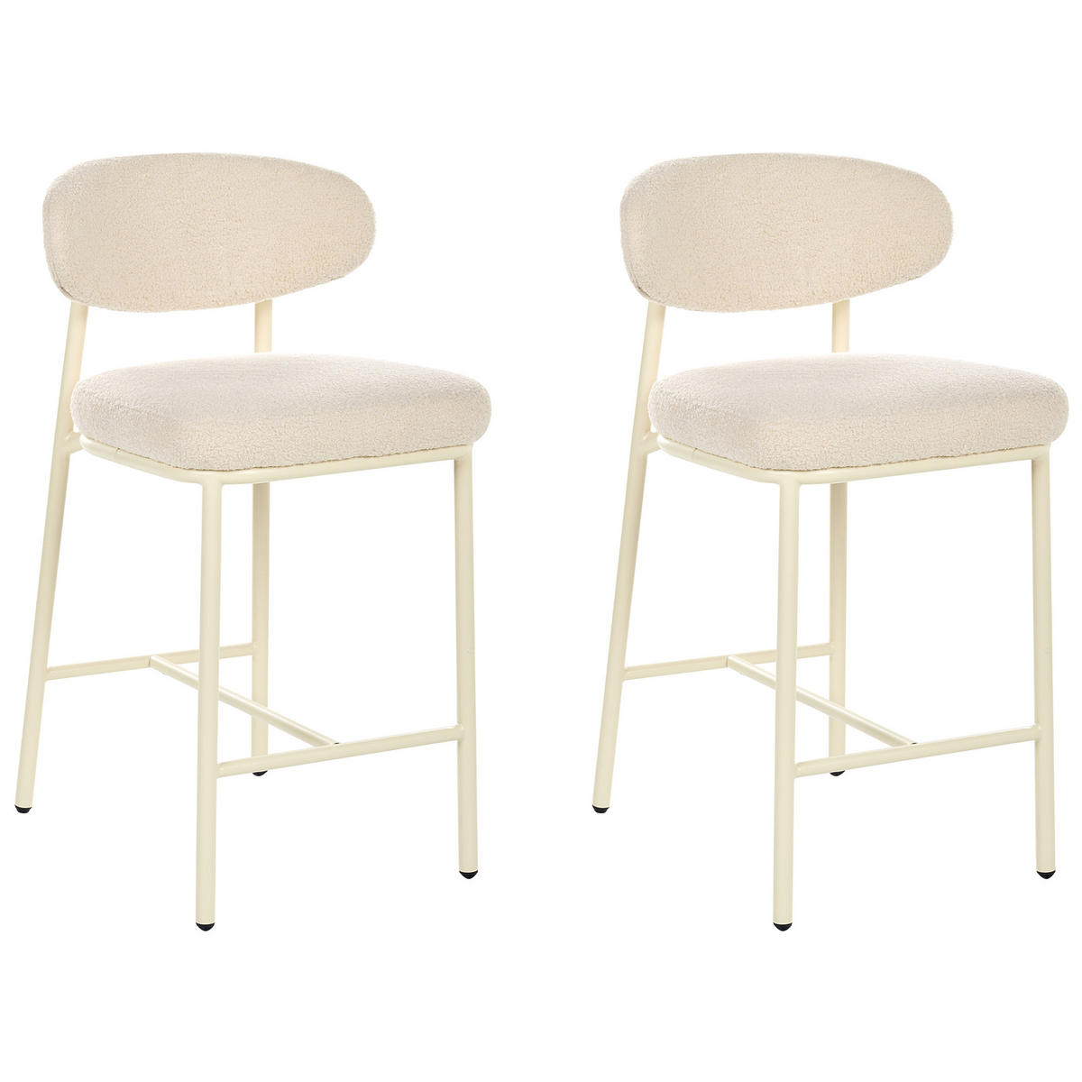 BARSTUHL 2er-Set Bouclé Hellbeige Unity - Beige, Textil (50/92/55cm) - Beliani