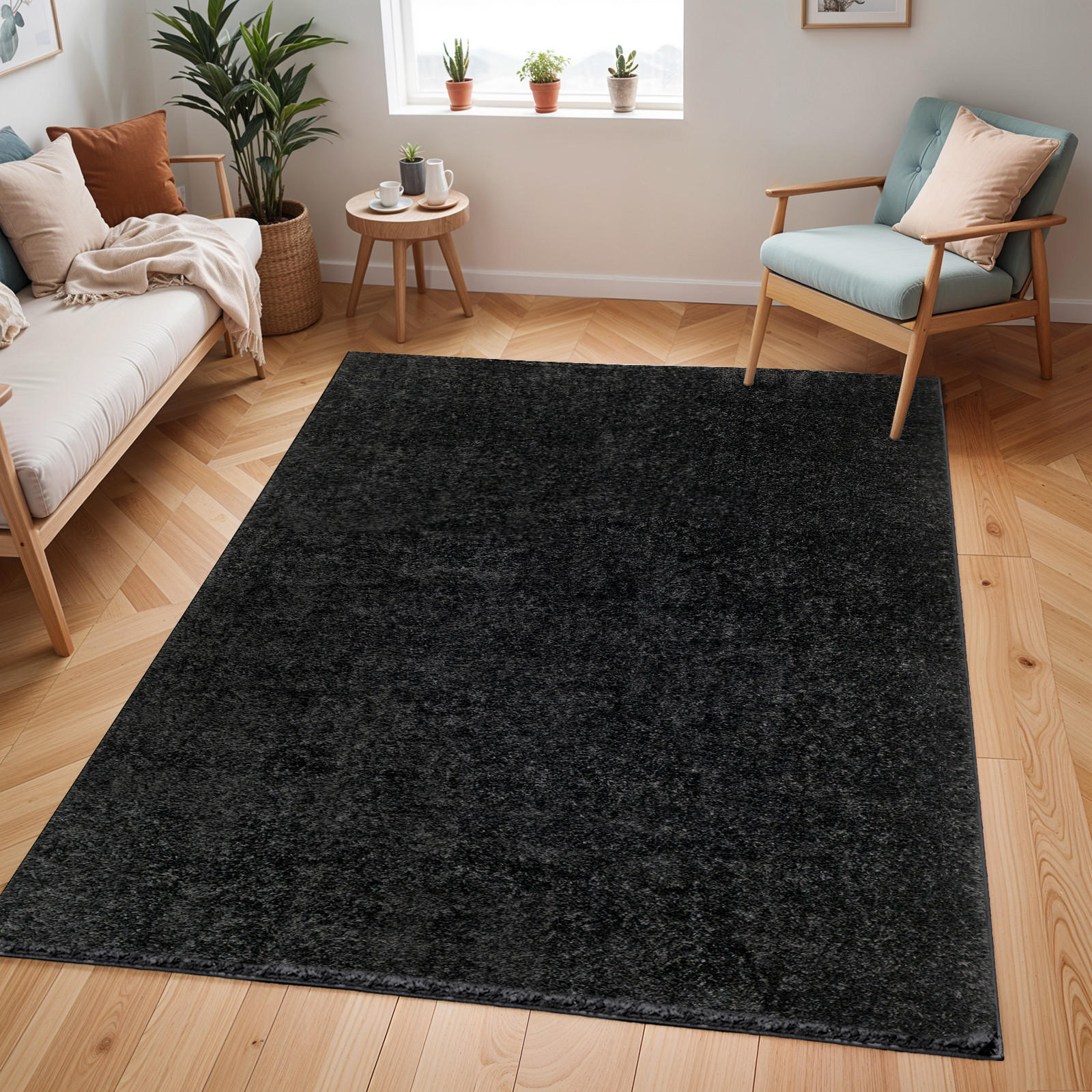 HOCHFLORTEPPICH 160/213 cm Schwarz - Schwarz, Naturmaterialien/Kunststoff (160/213cm) - LIVABLISS