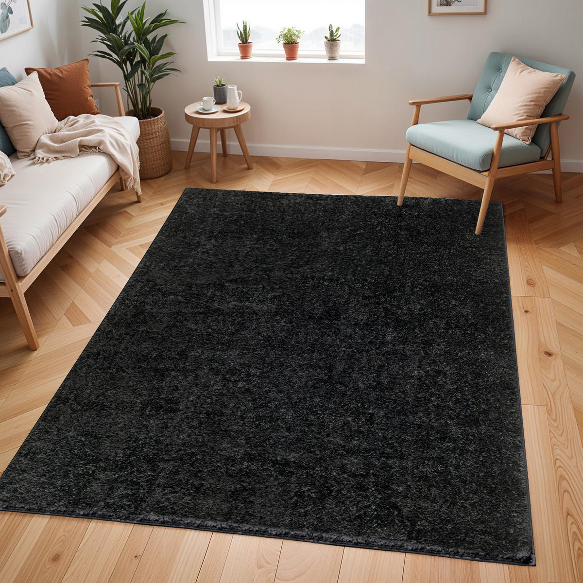 HOCHFLORTEPPICH 160/213 cm Schwarz - Schwarz, Naturmaterialien/Kunststoff (160/213cm) - LIVABLISS
