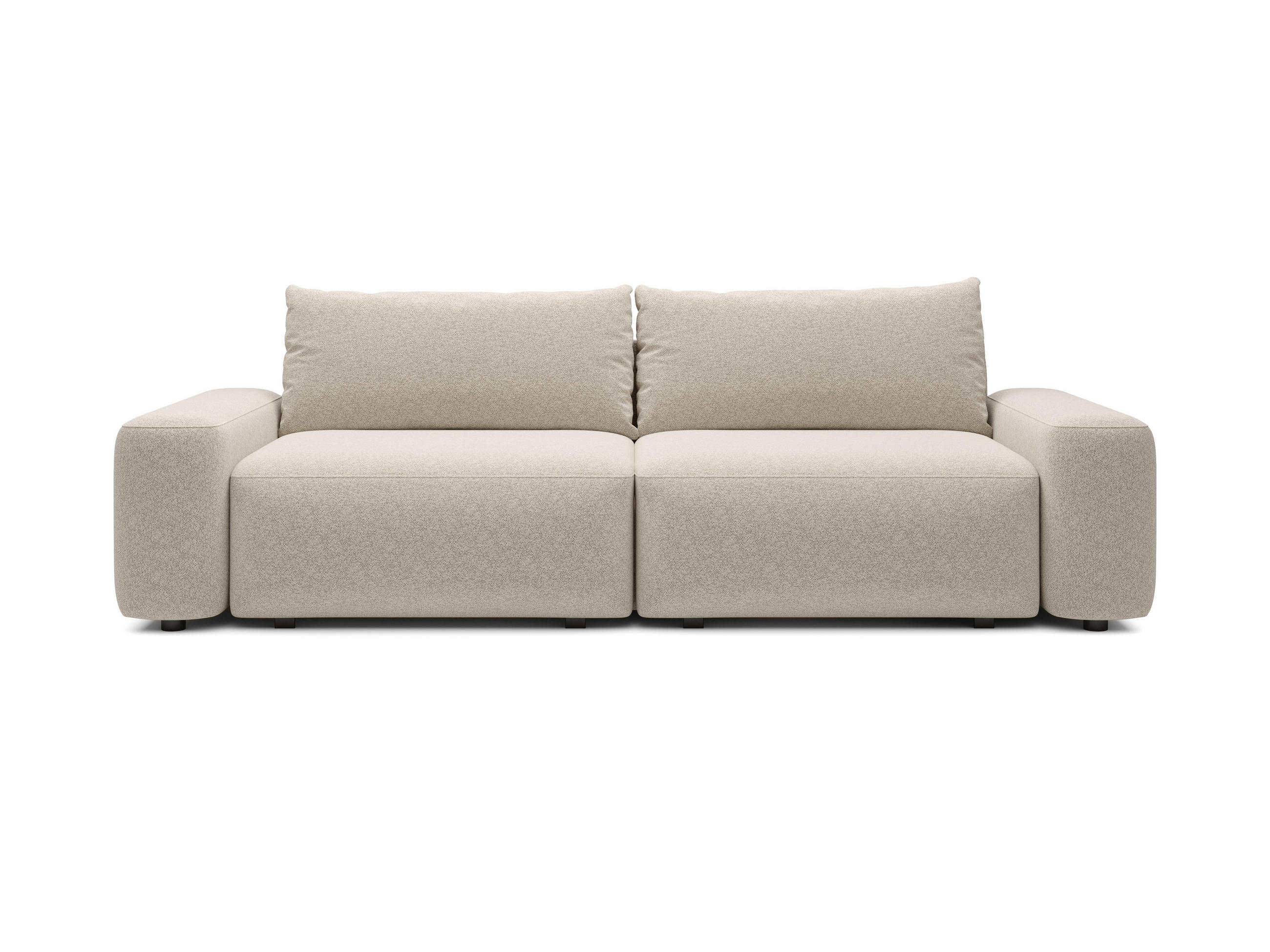 BETTSOFA RUOTA Creme Chenille-Stoff mit Schlaffunktion - Creme, Textil (105/87/257cm) - MASSENO