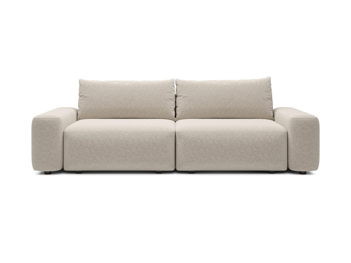 BETTSOFA RUOTA Creme Chenille-Stoff mit Schlaffunktion - Creme, Textil (105/87/257cm) - MASSENO