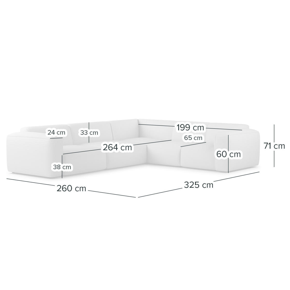 ECKSOFA mit Rundecke - Cognac/Schwarz, Leder/Kunststoff (325/260cm) - home24