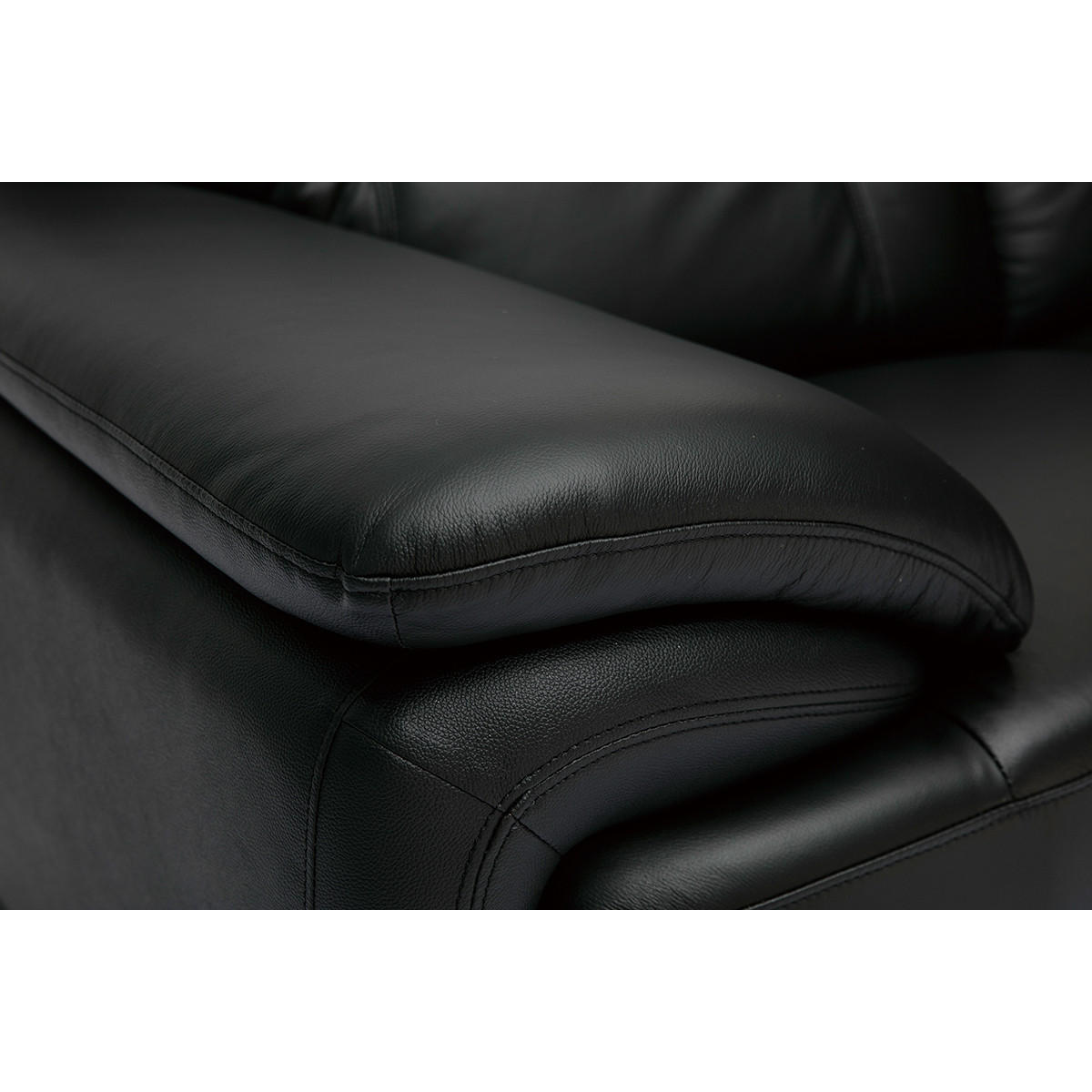 LEDERSOFA TAMARA 2-Sitzer Büffelleder schwarz Design - Schwarz, Leder (94/89/177cm) - Miliboo