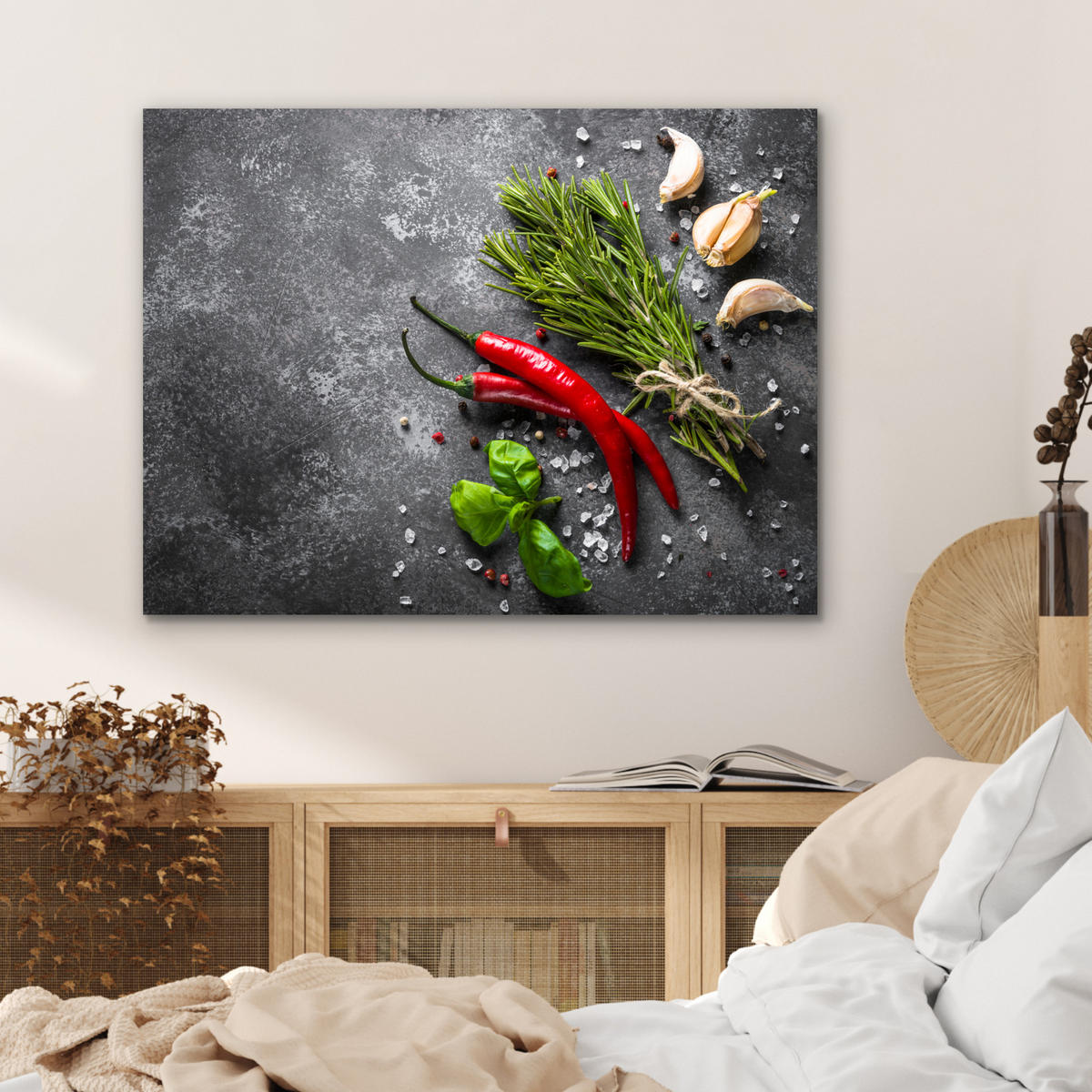 METALLBILD Pfeffer - Kräuter - Gewürze - Beton 80x60 cm - Dunkelgrau, Metall (80/60cm) - MuchoWow