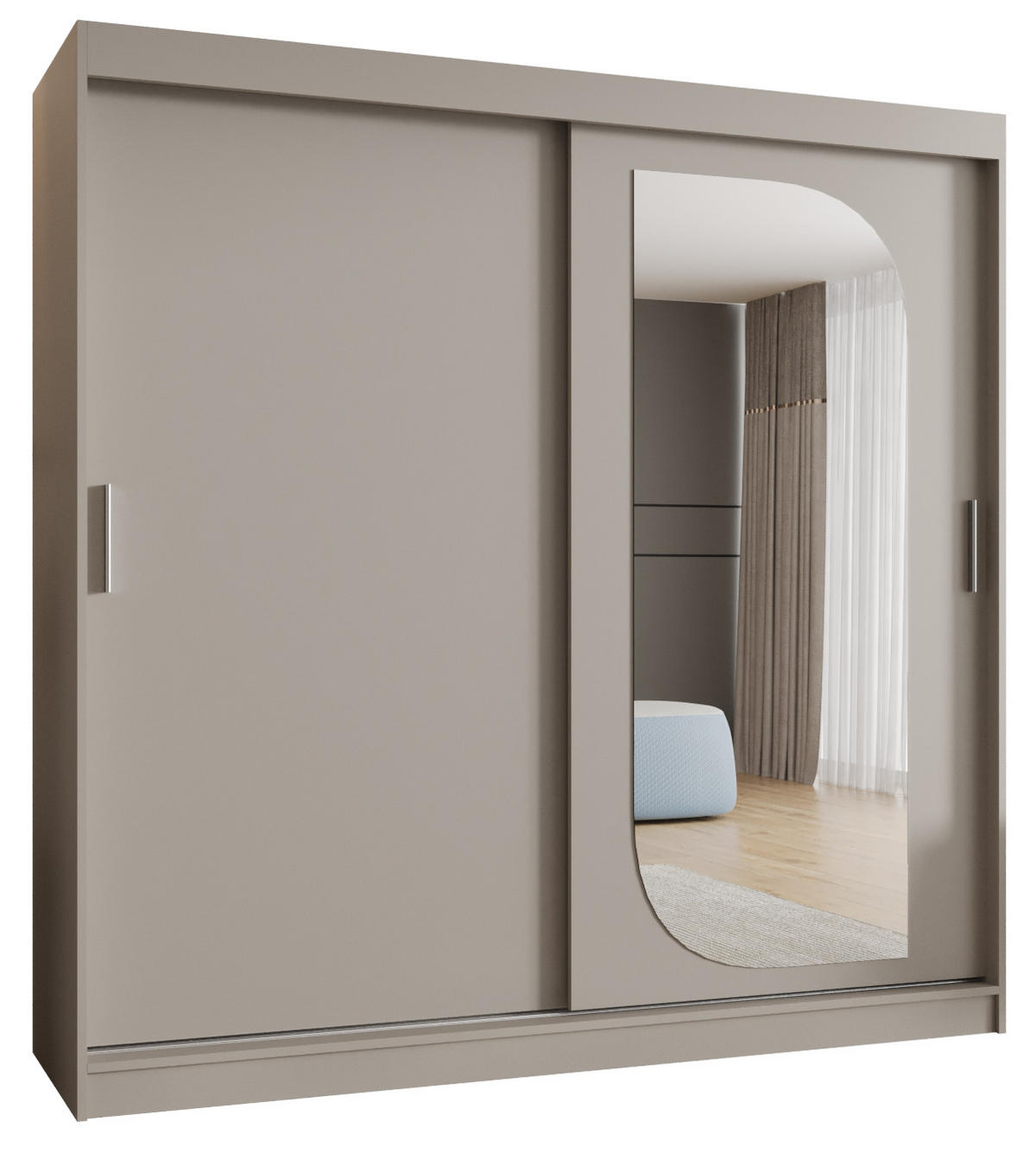 SCHWEBETÜRENSCHRANK 200/200/62 2-türig - Kaschmir/Silberfarben, Holz (200/200/62cm) - MÖBEL KRYSPOL