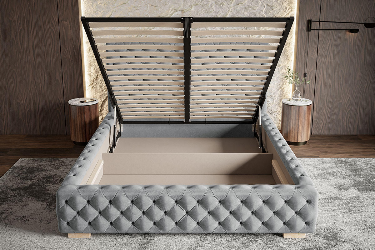 POLSTERBETT 200x200 mit Bettkasten Adonis, Glamour, Grün - Grün, Holz/Textil (200/200cm) - Emporius