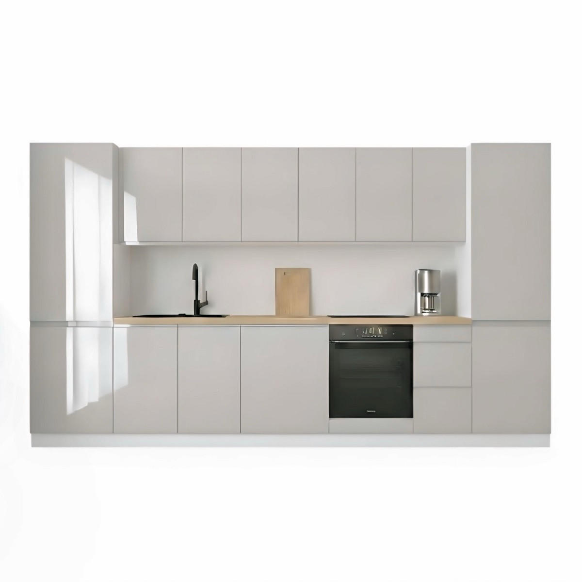 KÜCHENZEILE 360 cm - Aspen KA10-M360 - in Grau/Hochglanz - Grau, Holz (360/212/58cm)