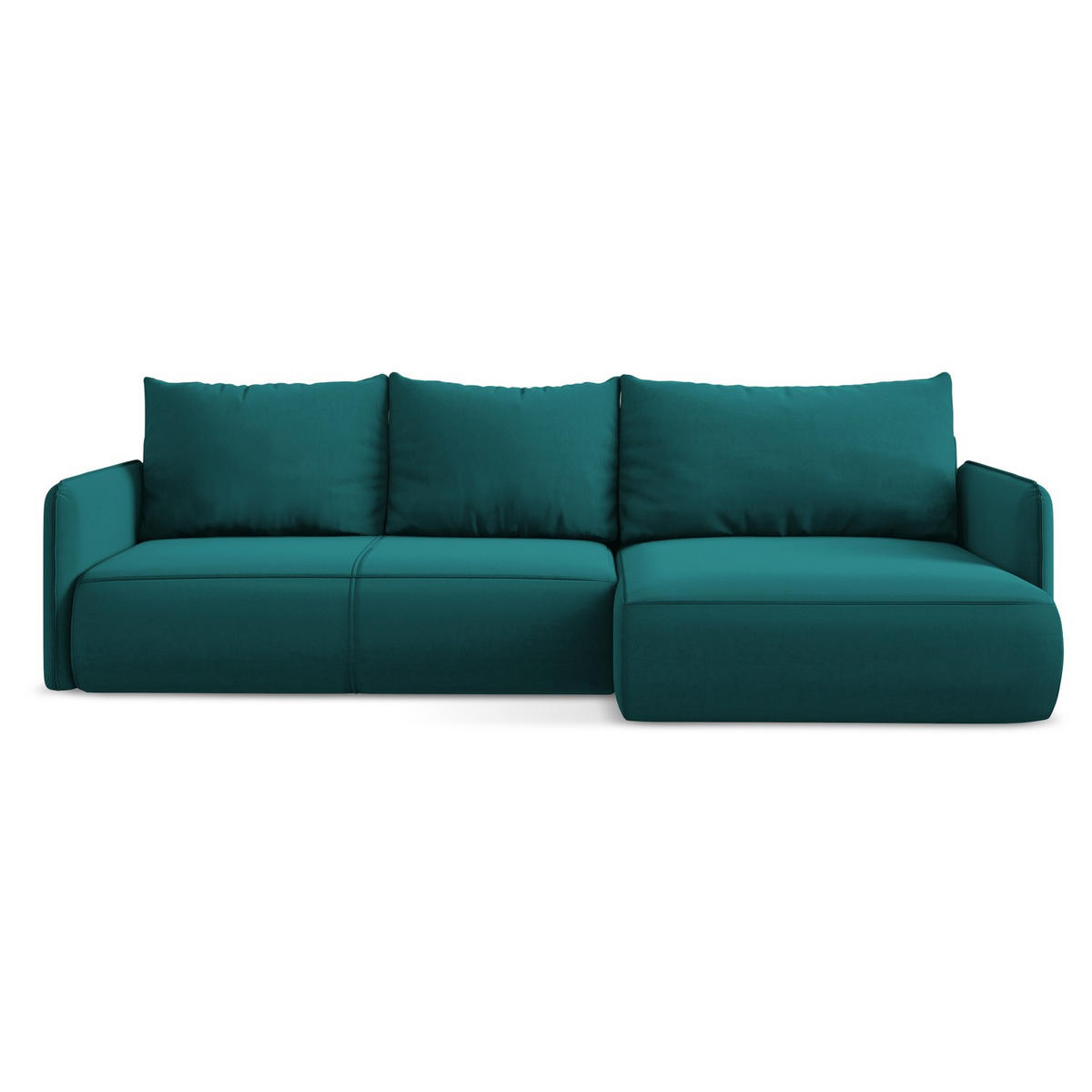 ECKSOFA mit Schlaffunktion Samt Stoff Blau - Blau/Petrol, Kunststoff/Textil (240/148cm) - LaMiaSofa