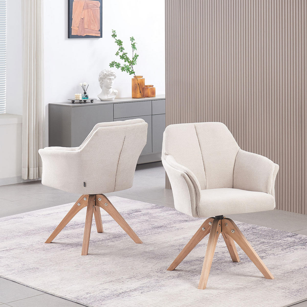 ARMLEHNSTUHL DAISY Creme - Creme, Holz/Textil (63/83/64cm) - B&D Home