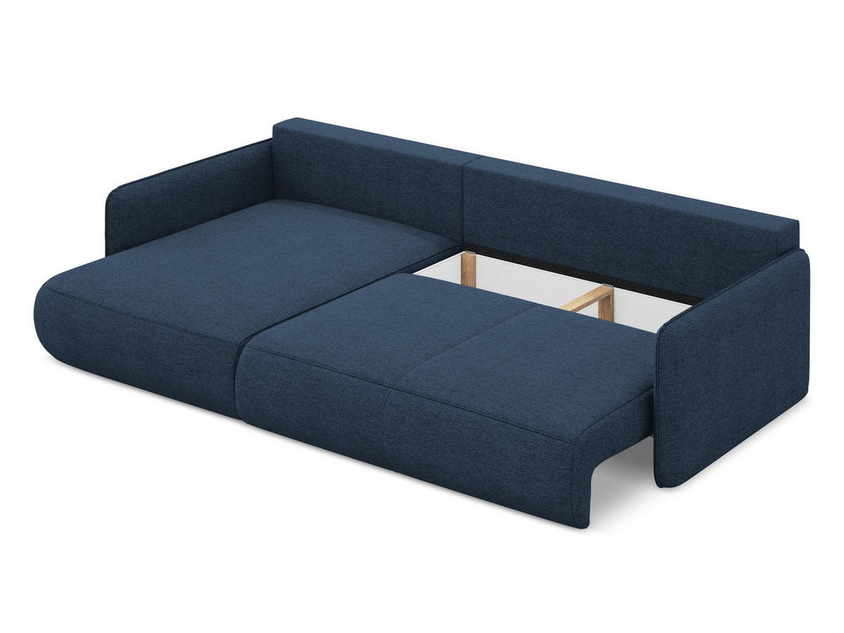 3-SITZER SOFA mit Schlaffunktion Samt Stoff Schwarz - Schwarz, Kunststoff/Textil (255/85/105cm) - Makamii