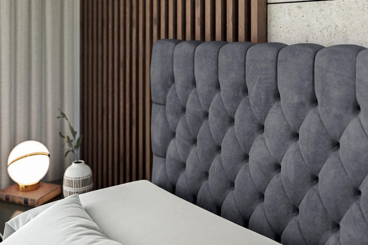 BOXBETT mit Matratze H3 und Lattenrost - SERENE - 160x200 Dunkelgrau - Dunkelgrau, Holzwerkstoff (160/200cm) - ALTDECOR