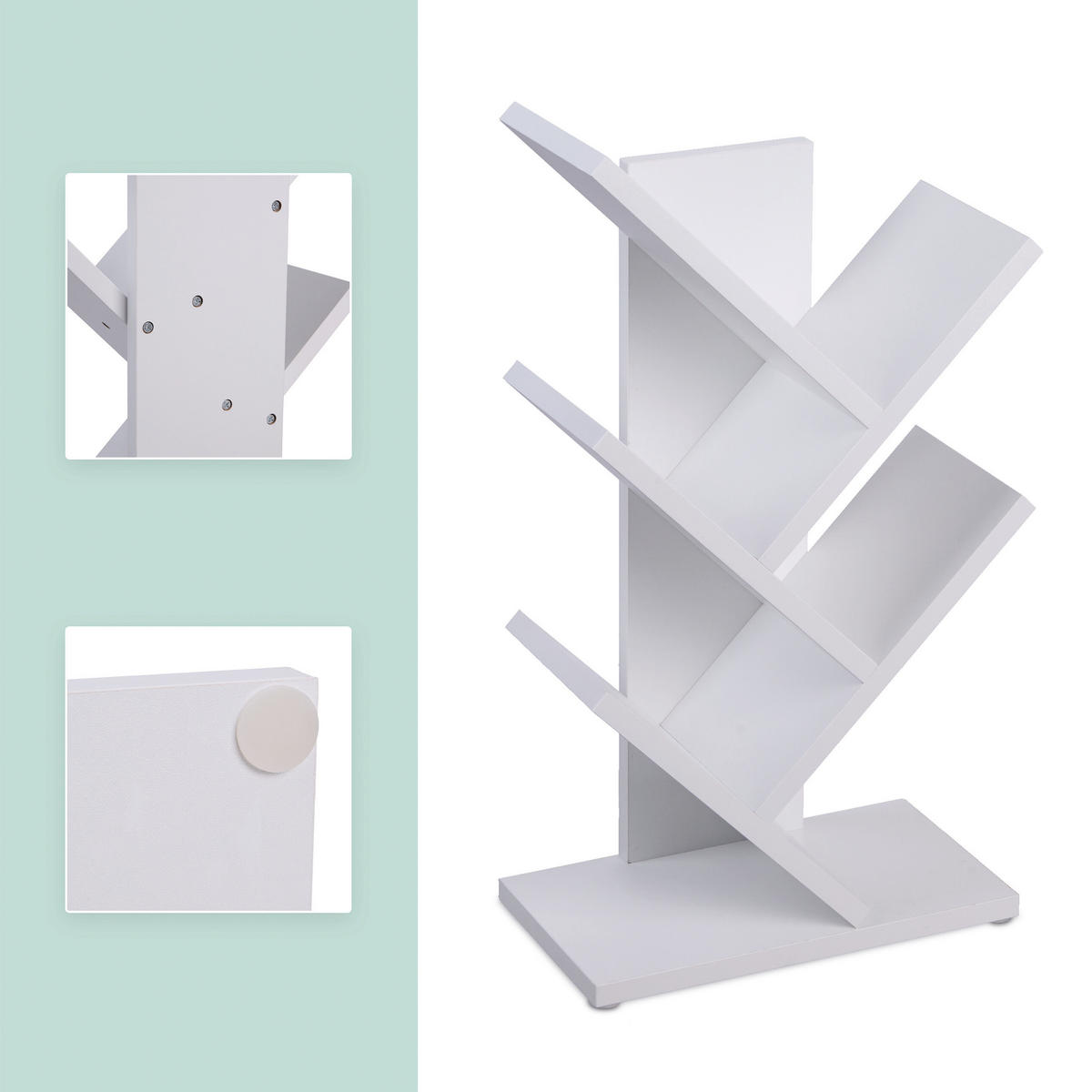 BÜCHERREGAL - Weiß, Holzwerkstoff/Kunststoff (30/55/16cm) - Relaxdays