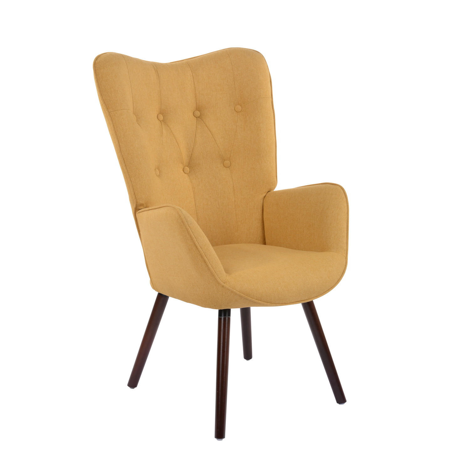 SESSEL Stoff, Beine aus Massivholz Gelb - Gelb/Dunkelbraun, Holz/Buchenholz (71/66/104cm) - Urban Meuble