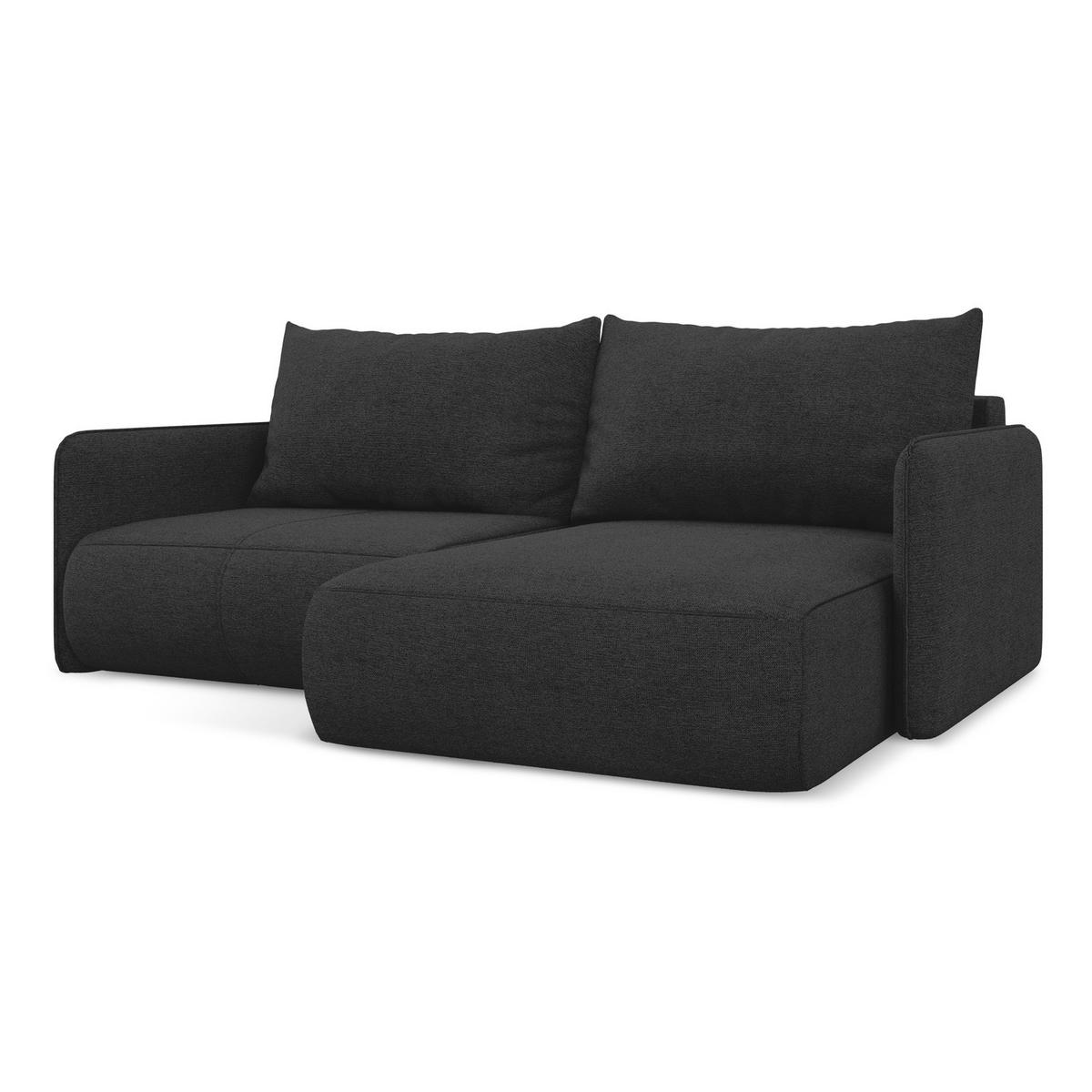 ECKSOFA mit Schlaffunktion Chenille Stoff Schwarz - Anthrazit/Schwarz, Kunststoff/Textil (207/148cm) - LaMiaSofa