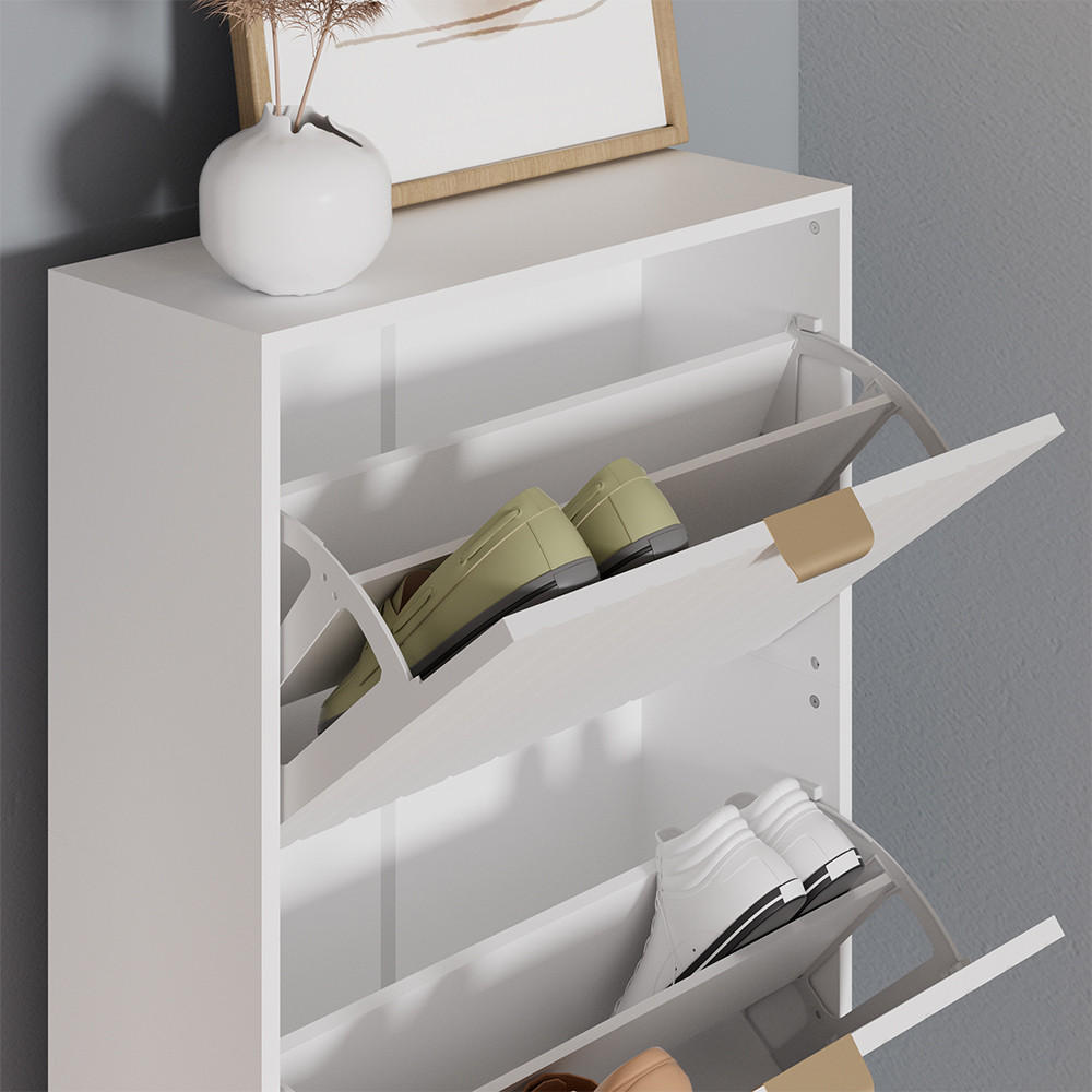 SCHUHSCHRANK Helge Weiß 60 x 128.5 cm 3 Fächer - Weiß, Holzwerkstoff (60/128.5/23.5cm) - Vicco