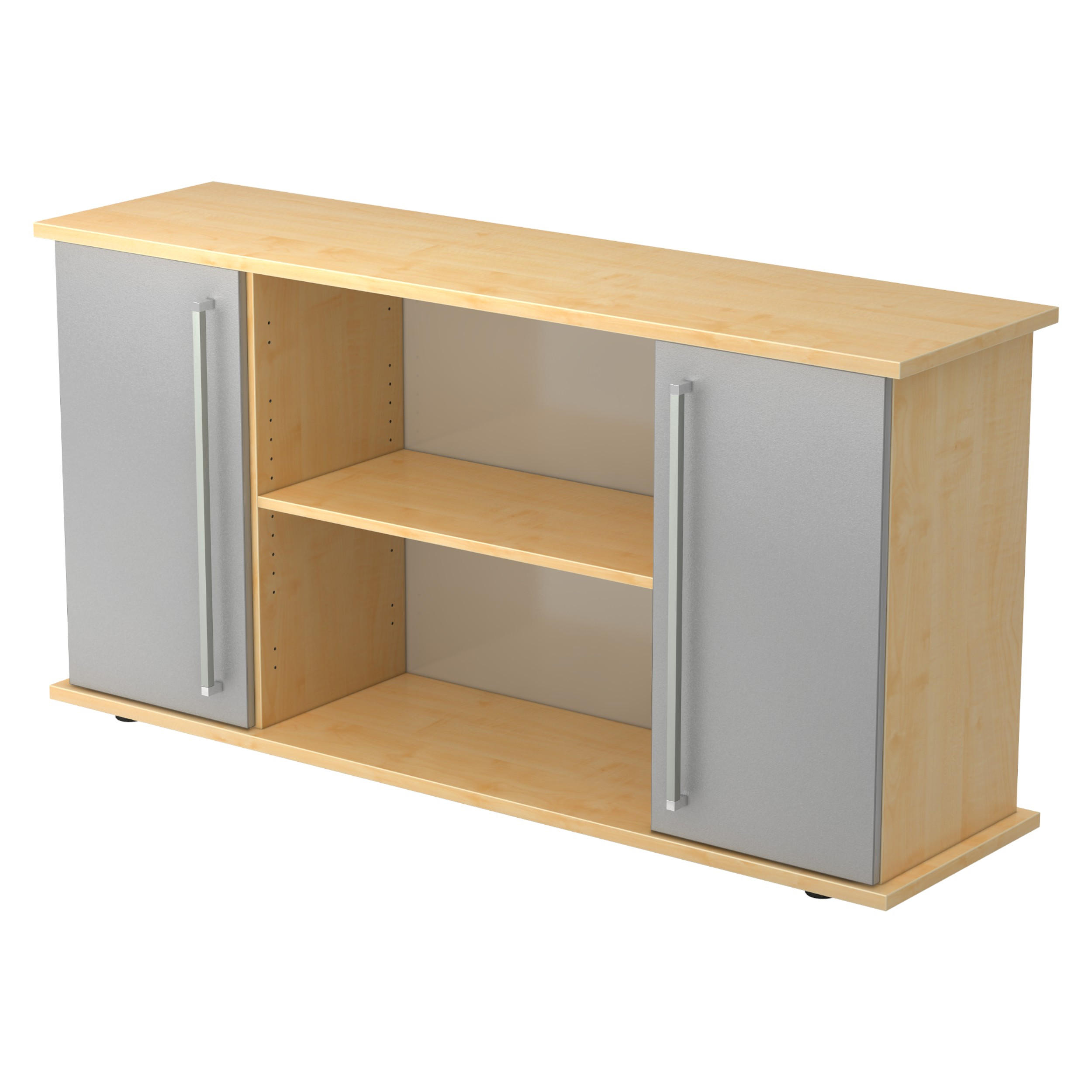 SIDEBOARD mit 2 Flügeltüren 44,8/166,1/84 cm in Ahornfarben/Silberfarben Chromgriff - Silberfarben/Ahornfarben, Holzwerkstoff (166.1/84/44.8cm) - bümö