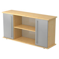 SIDEBOARD mit 2 Flügeltüren 44,8/166,1/84 cm in Ahornfarben/Silberfarben Chromgriff - Silberfarben/Ahornfarben, Holzwerkstoff (166.1/84/44.8cm) - bümö