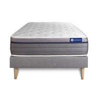 BETT Actilatex zen Latex und Memory-Schaum 80 x 200 cm h1 - Kit Bettgestell Grau - Beige/Grau, Karton/Holz (80/200cm) - ACTISOM