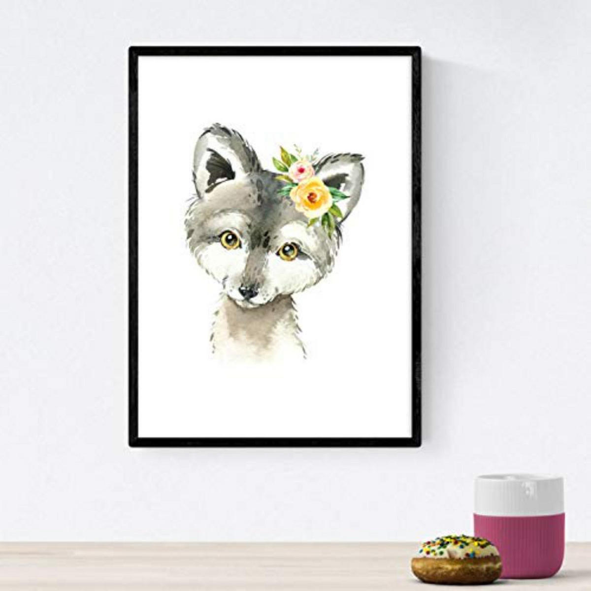 POSTER Set mit 4 Hyena Stinktier Eule Fuchs A4 Rahmenlos - Klar, Papier (29.7/3cm) - Nacnic