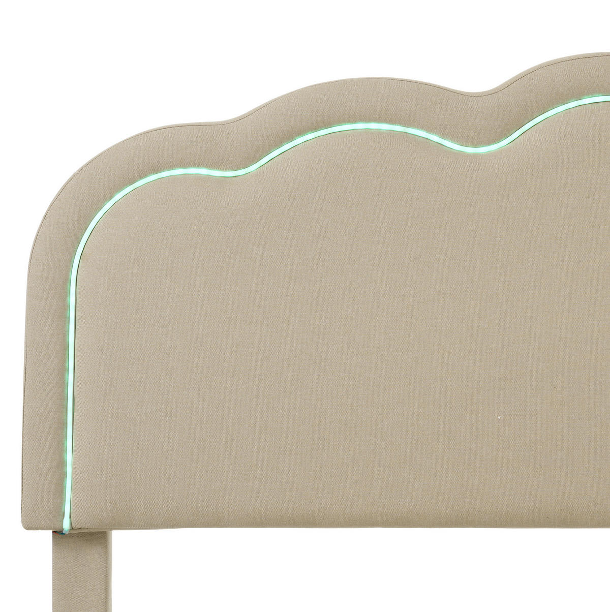 POLSTERBETT 140/200 cm Beige aus Leinen mit LED-Kopfteil - Beige, Textil (140/200cm) - OKMYHOME