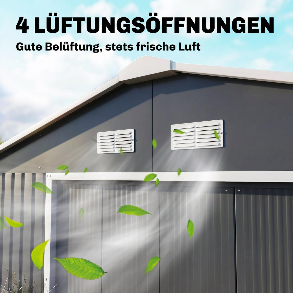 GERÄTEHAUS Geräteschuppen Gartenschrank Geräteschrank Metall Kohlegrau - Grau, Metall (340/200/386cm) - Outsunny
