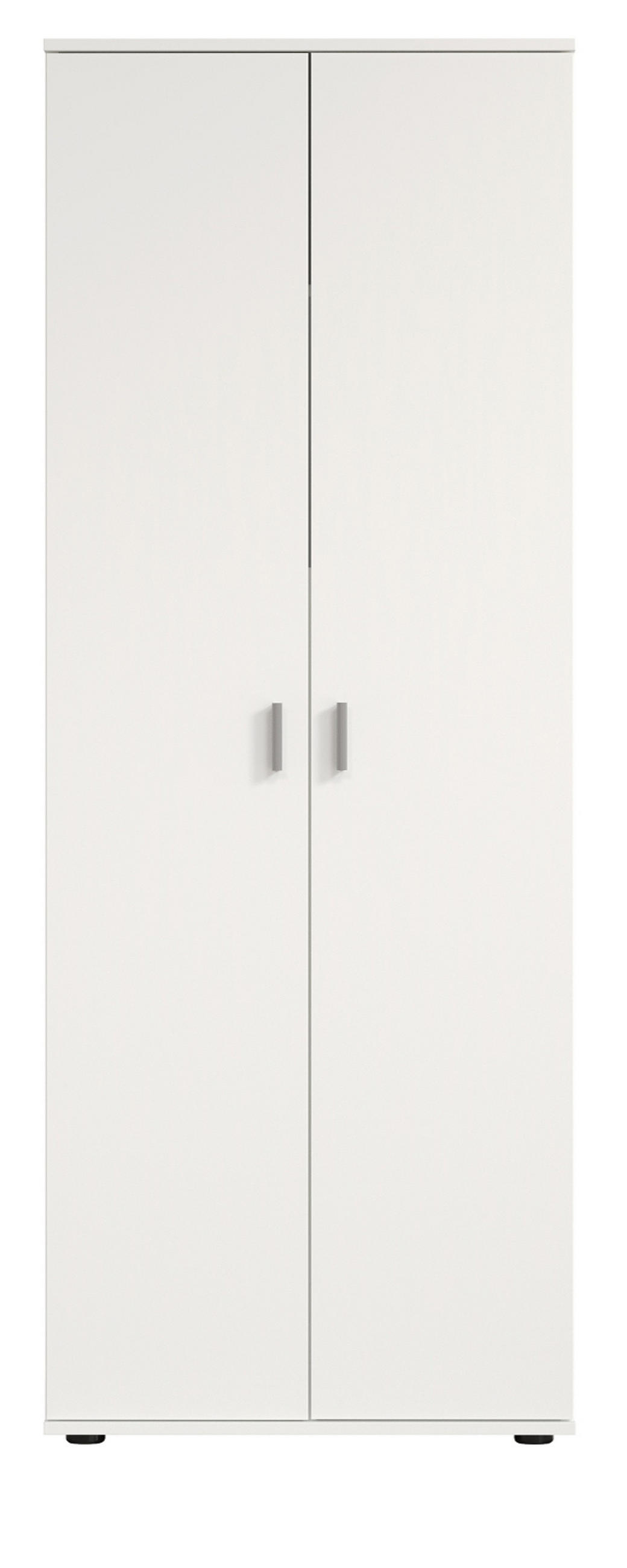 GARDEROBENSCHRANK weiß 60 x 176 cm, Mehrzweckschrank mit viel Stauraum - Silberfarben/Weiß, Holzwerkstoff/Kunststoff (60/176/35cm) - Top.Furn