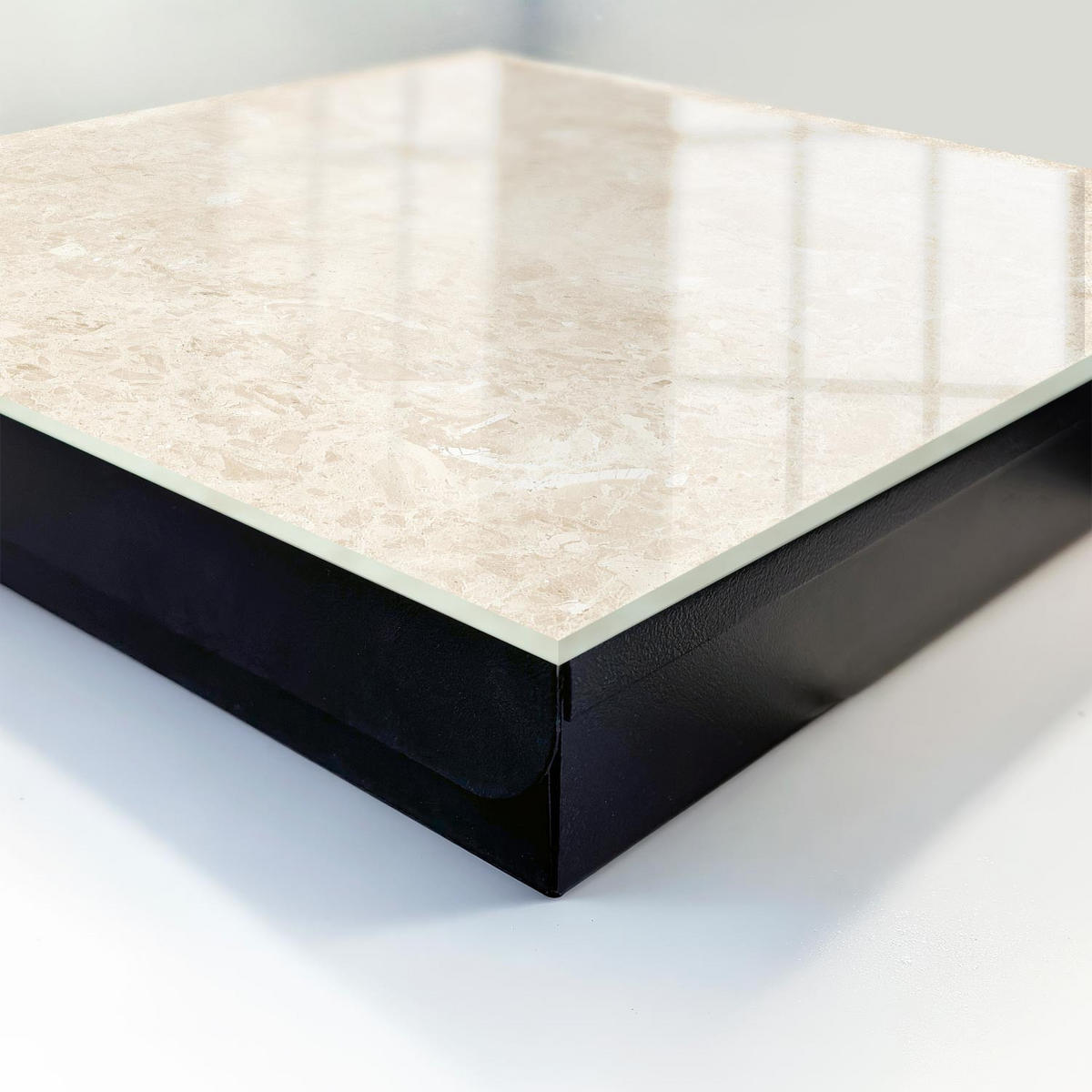 SCHLÜSSELBOX Schwarz 30x30 cm- Türöffnung nach rechts - Cremige Eleganz - Creme, Metall (30/30/5cm) - TULUP