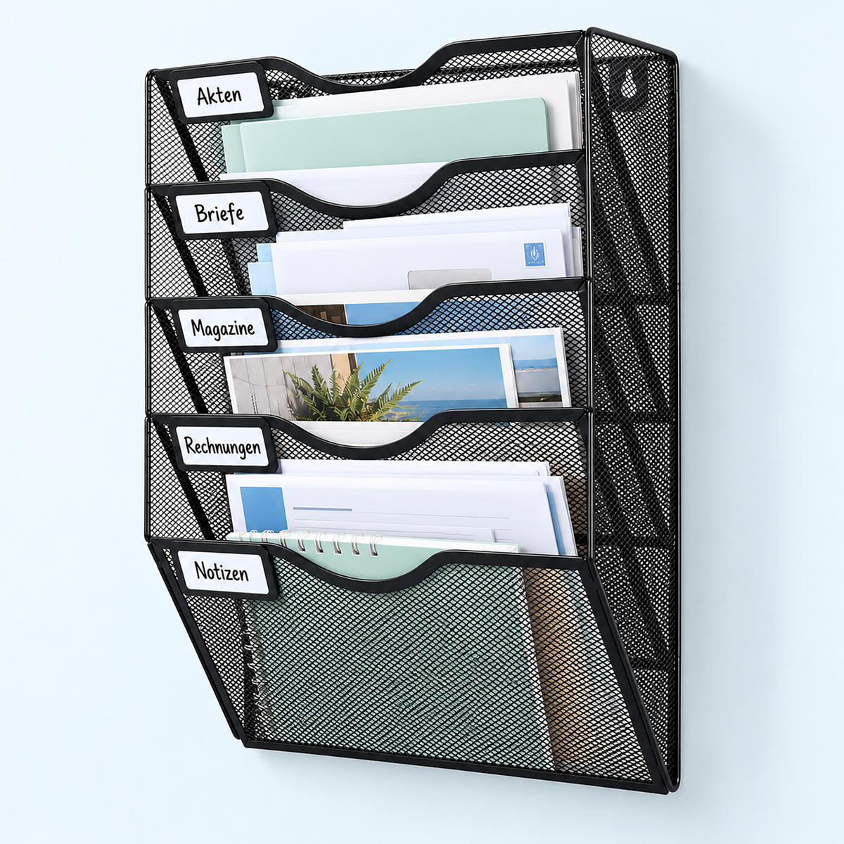 ZEITSCHRIFTENHALTER Schwarz Metall Wandmontage - Schwarz, Metall (30.5/42.5/11cm) - Relaxdays